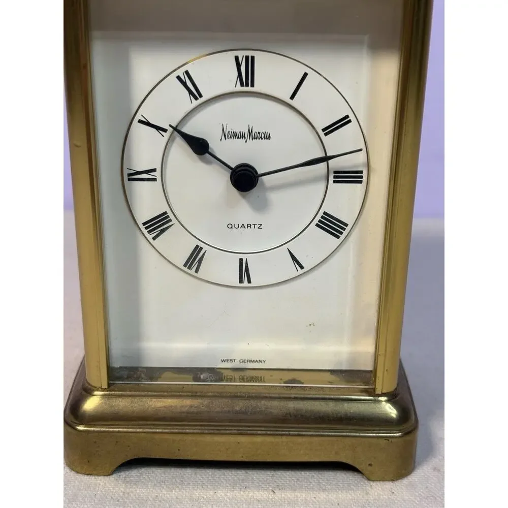 Neiman Marcus Quartz Gold Tone Carriage Clock West Germany